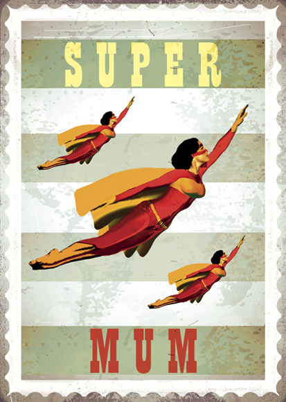 DH59 - Super Mum Superhero Greeting Card by Max Hernn
